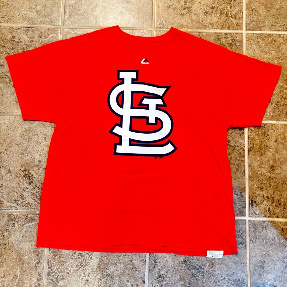 St. Louis Cardinals Majestic T-Shirt Men’s XL Red MLB Big Logo Graphic Tee✅